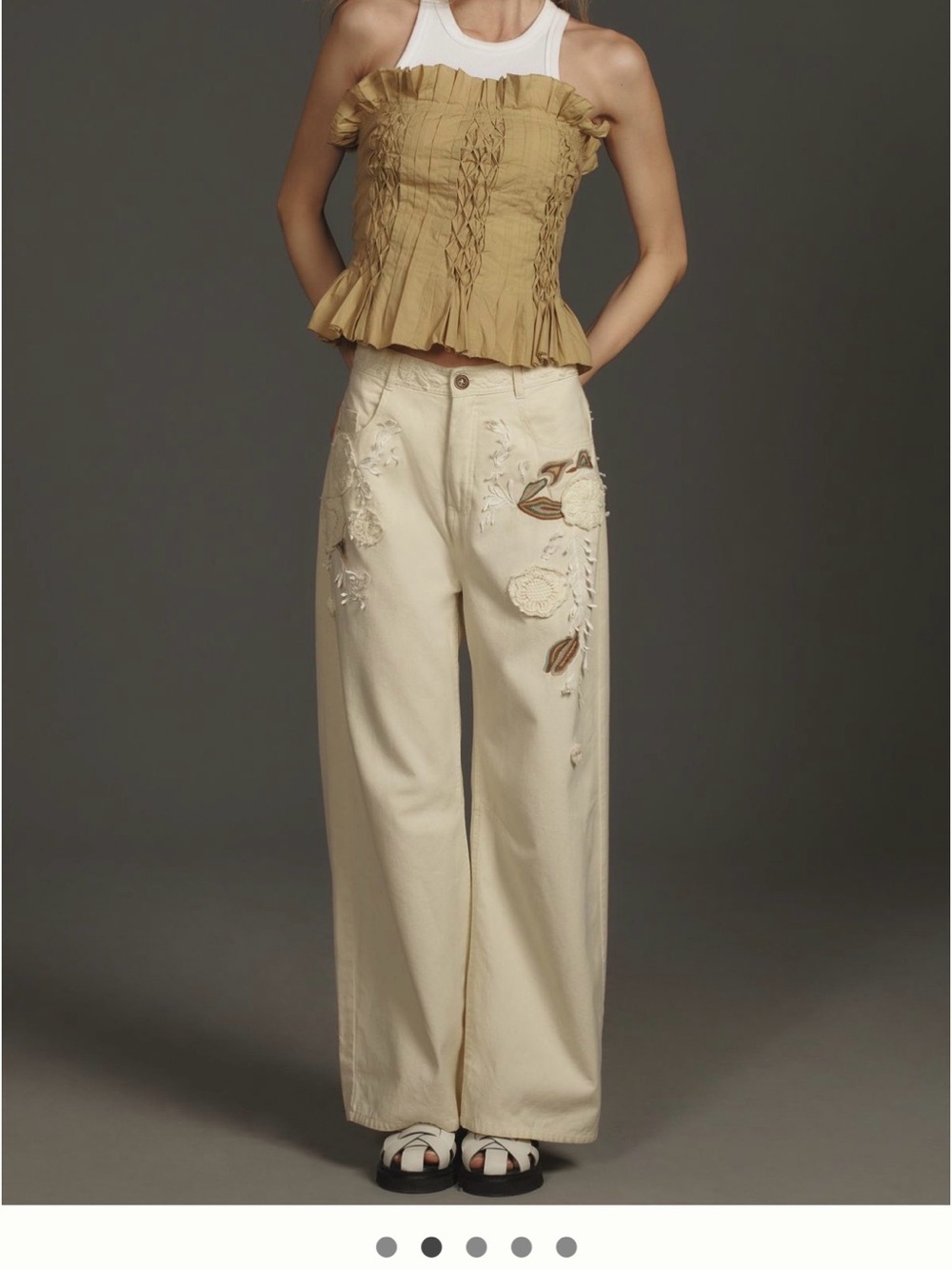 NWT Anthropologie Pilcro embroidered Wide-Leg pants